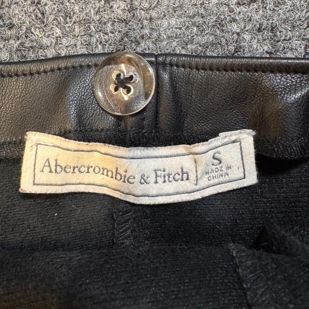 Abercrombie & Fitch Vegan Leather Dress Women S Black Mini Square Neck Edgy Goth - Picture 9 of 10